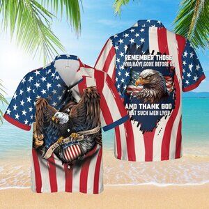 Proud Veteran Hawaiian Shirt USA Flag Patriotic Shirt Army Dad Gift